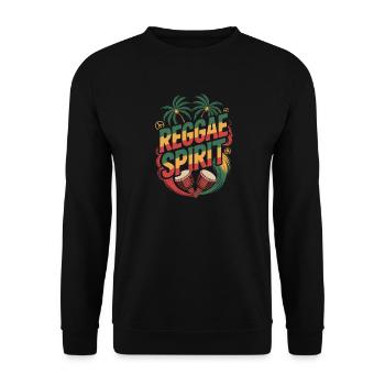  Reggae Spirit Tropische Palmen Djembe Trommeln - Unisex Pullover - Schwarz - Vorne - Alina (178cm) & Michal (187cm)