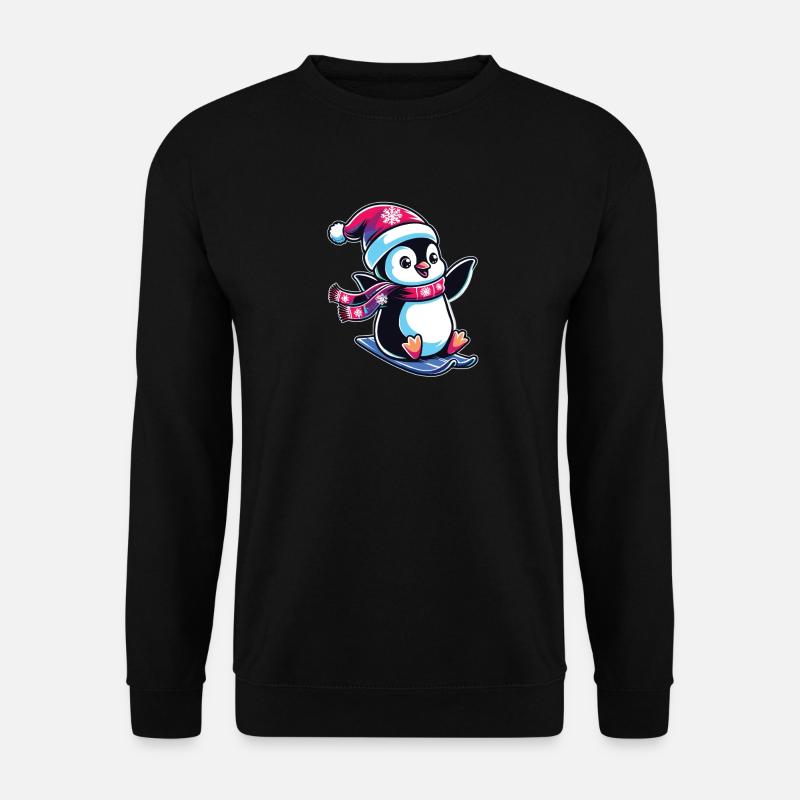 Pingouin Noël Ski Course Pingouins - Sweat-shirt Unisexe - noir