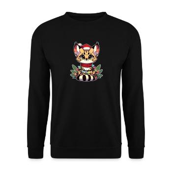 Christmas Fairy Lights Serval Cat - Unisex Sweatshirt - black - Front - Alina (178cm) & Michal (187cm)