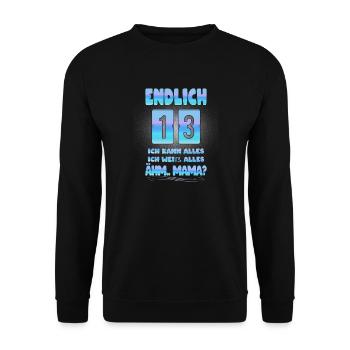 13e anniversaire disant 13 ans cadeau d'anniversaire - Sweat-shirt Unisexe - noir - Devant - Alina (178cm) & Michal (187cm)