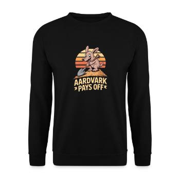 Aardvark Motivation AARDVARK PAYS OFF - Unisex Sweatshirt - black - Front - Alina (178cm) & Michal (187cm)