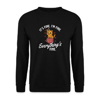 It’s Fine I’m Fine Everything’s Fine RPG Gamer - Unisex Sweatshirt - black - Front - Alina (178cm) & Michal (187cm)