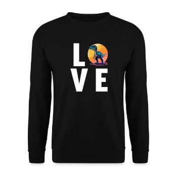 Dino Saurier Dinosaurier - Unisex Pullover - Schwarz - Vorne - Alina (178cm) & Michal (187cm)