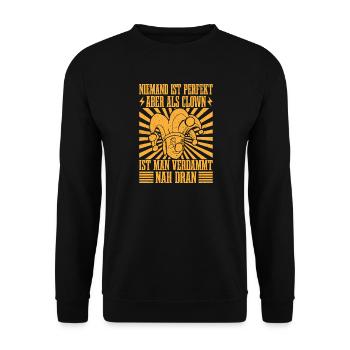 Nicht Perfekt Aber Als Zirkusclown Nah Dran - Unisex Pullover - Schwarz - Vorne - Alina (178cm) & Michal (187cm)