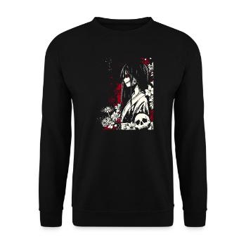 Horreur manga fille en kimono aux yeux rouges - Sweat-shirt Unisexe - noir - Devant - Alina (178cm) & Michal (187cm)