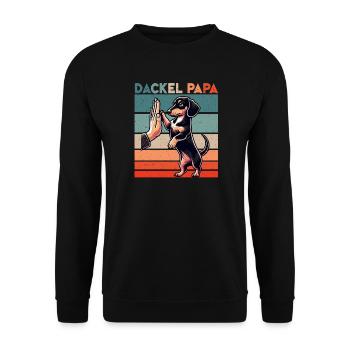 Dachshund Dad Dog Motif Funny Father's Day Teckel - Unisex Sweatshirt - black - Front - Alina (178cm) & Michal (187cm)