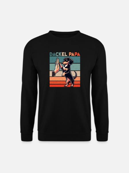 Dackel Papa Hund Motiv Lustig Vatertag Teckel - Unisex Pullover - Schwarz