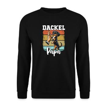 Dachshund Dad Dog Motif Funny Father's Day Teckel - Unisex Sweatshirt - black - Front - Alina (178cm) & Michal (187cm)