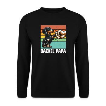 Dachshund Dad Dog Motif Funny Father's Day Teckel - Unisex Sweatshirt - black - Front - Alina (178cm) & Michal (187cm)