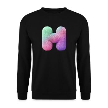 Lettre H en aspect fourrure pastel et dégradé de couleurs - Sweat-shirt Unisexe - noir - Devant - Alina (178cm) & Michal (187cm)