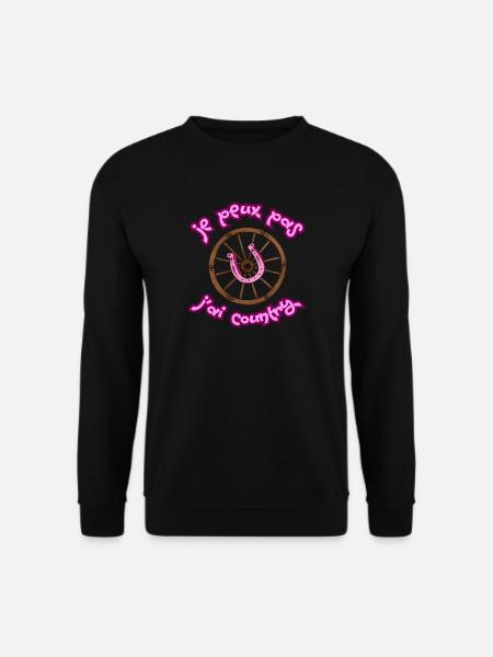 Je peux pas j'ai Country - Chariot Western - Sweat-shirt Unisexe - noir