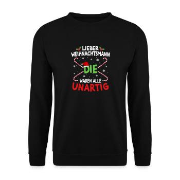 Dear Santa Claus Humor - Unisex Sweatshirt - black - Front - Alina (178cm) & Michal (187cm)