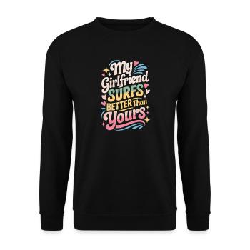 Surfer Ma copine surfe mieux que la tienne Surf - Sweat-shirt Unisexe - noir - Devant - Alina (178cm) & Michal (187cm)