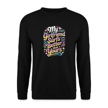 Surfer Ma copine surfe mieux que la tienne Surf - Sweat-shirt Unisexe - noir - Devant - Alina (178cm) & Michal (187cm)