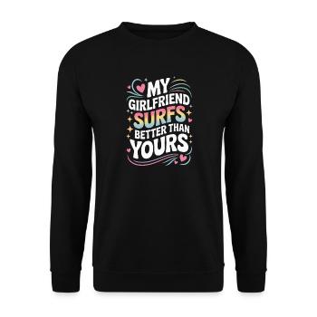 Surfer Ma copine surfe mieux que la tienne Surf - Sweat-shirt Unisexe - noir - Devant - Alina (178cm) & Michal (187cm)