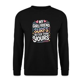 Surfer Ma copine surfe mieux que la tienne Surf - Sweat-shirt Unisexe - noir - Devant - Alina (178cm) & Michal (187cm)