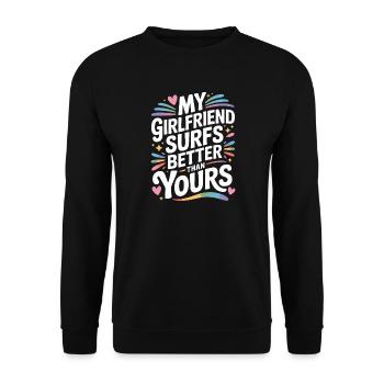 Surfer Ma copine surfe mieux que la tienne Surf - Sweat-shirt Unisexe - noir - Devant - Alina (178cm) & Michal (187cm)