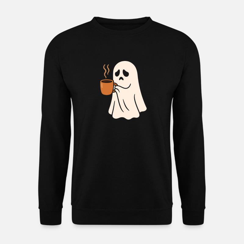 Schauriges Geist mit Kaffeetasse - Unisex Pullover - Schwarz