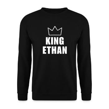Ethan Name with Letter E - King Crown Shirt - Unisex Sweatshirt - black - Front - Alina (178cm) & Michal (187cm)