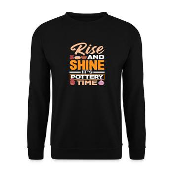 Rise And Shine It's Pottery Time - Unisex Sweatshirt - black - Front - Alina (178cm) & Michal (187cm)