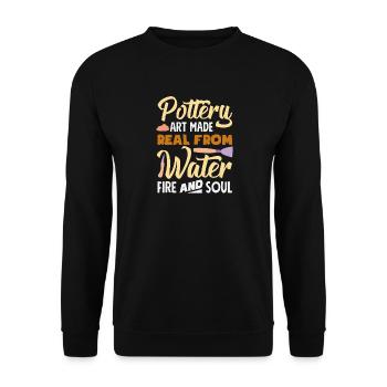 Töpferei Kunst Aus Wasser Feuer Seele - Unisex Pullover - Schwarz - Vorne - Alina (178cm) & Michal (187cm)
