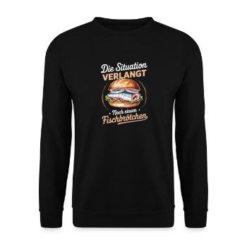 La situation appelle un sandwich au poisson - Sweat-shirt Unisexe - noir - Devant - Alina (178cm) & Michal (187cm)