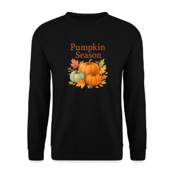  Pumpkin Season – Herbstliche Kürbisse - Unisex Pullover - Schwarz - Vorne - Alina (178cm) & Michal (187cm)