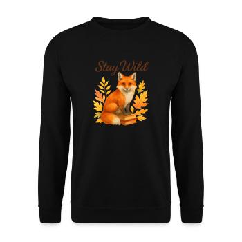 Stay Wild – Autumnal Fox - Unisex Sweatshirt - black - Front - Alina (178cm) & Michal (187cm)