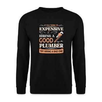 Heating Engineer Heating Construction Plumber Plumber - Unisex Sweatshirt - black - Front - Alina (178cm) & Michal (187cm)