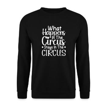 Circus Graphic What Happens In The Circus Stays - Unisex Sweatshirt - black - Front - Alina (178cm) & Michal (187cm)