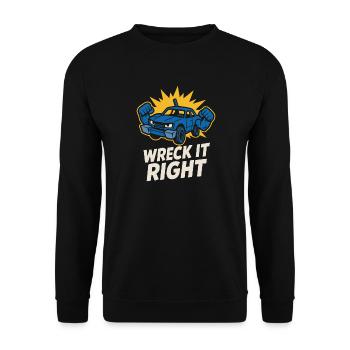 Demolition Derby Fan Pit Crew Crash Driver Fair - Unisex Pullover - Schwarz - Vorne - Alina (178cm) & Michal (187cm)
