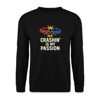 Demolition Derby Fan Pit Crew Crash Driver Fair - Unisex Pullover - Schwarz - Vorne - Alina (178cm) & Michal (187cm)