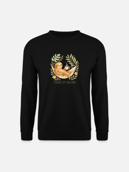  Take It Slow – Faultier im Boho-Stil - Unisex Pullover - Schwarz