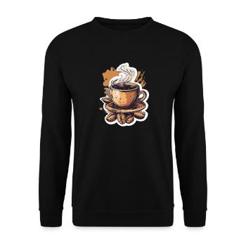 Kaffee - Unisex Pullover - Schwarz - Vorne - Alina (178cm) & Michal (187cm)