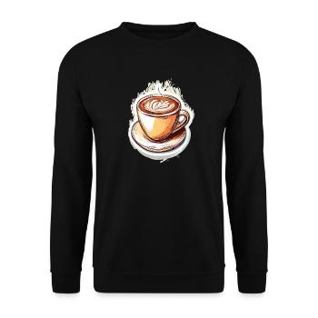 Kaffee - Unisex Pullover - Schwarz - Vorne - Alina (178cm) & Michal (187cm)