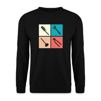 Heating Engineer Heating Construction Plumber Plumber - Unisex Sweatshirt - black - Front - Alina (178cm) & Michal (187cm)