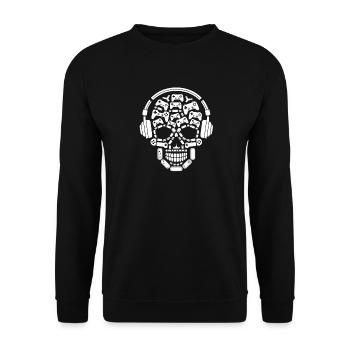 Skeleton Head Video Gaming Halloween Gamer - Unisex Pullover - Schwarz - Vorne - Alina (178cm) & Michal (187cm)