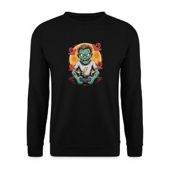 Spooky Zombie Video Gaming Halloween Gamer - Unisex Pullover - Schwarz - Vorne - Alina (178cm) & Michal (187cm)