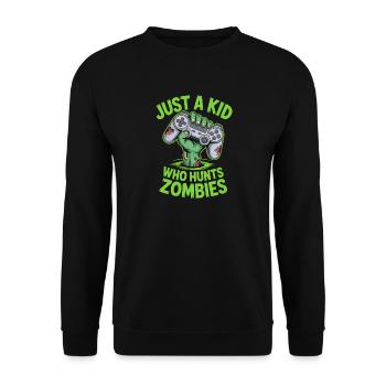 Just A Kid Who Hunts Zombies Halloween Gamer - Unisex Sweatshirt - black - Front - Alina (178cm) & Michal (187cm)