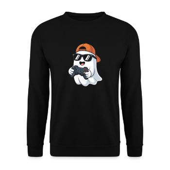 Kawaii Cute Boo jouant à un jeu vidéo Halloween Gamer - Sweat-shirt Unisexe - noir - Devant - Alina (178cm) & Michal (187cm)