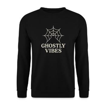 Spider web design with ghostly vibes - Unisex Sweatshirt - black - Front - Alina (178cm) & Michal (187cm)