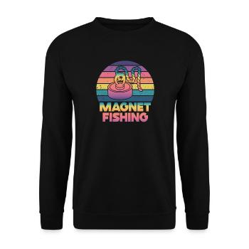 Neodymium Magnet Fishing Magnetic Fisher - Unisex Sweatshirt - black - Front - Alina (178cm) & Michal (187cm)
