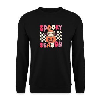 Sloth Halloween Groovy Pumpkin Spooky Season - Unisex Sweatshirt - black - Front - Alina (178cm) & Michal (187cm)