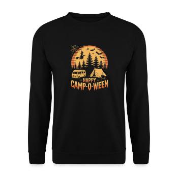 Happy Camp-o-Ween Camper Hiker Halloween Camping - Unisex Pullover - Schwarz - Vorne - Alina (178cm) & Michal (187cm)