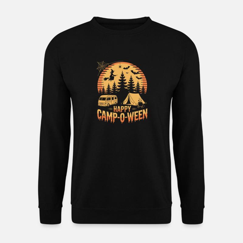 Happy Camp-o-Ween Camper Hiker Halloween Camping - Unisex Sweatshirt - black
