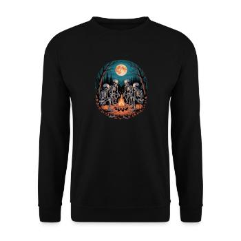 Skeleton Camper Hiker Bonfire Halloween Camping - Unisex Sweatshirt - black - Front - Alina (178cm) & Michal (187cm)
