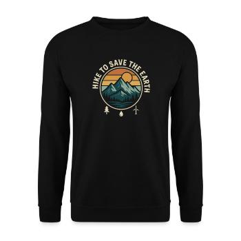 Wandern Um Die Erde Zu Retten Landschaft - Unisex Pullover - Schwarz - Vorne - Alina (178cm) & Michal (187cm)