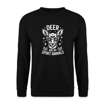 Cool deer with sunglasses - Unisex Sweatshirt - black - Front - Alina (178cm) & Michal (187cm)