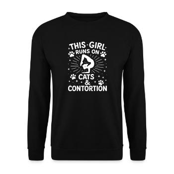 This Girl Runs On Cats And Contortion Yoga - Unisex Sweatshirt - black - Front - Alina (178cm) & Michal (187cm)