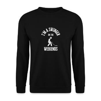 Schaukeln am Wochenende Mütze - Unisex Pullover - Schwarz - Vorne - Alina (178cm) & Michal (187cm)
